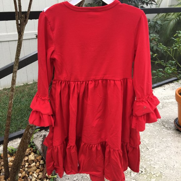 OOh La LLama Red Ruffle Dress w/Bow - Picture 3 of 3